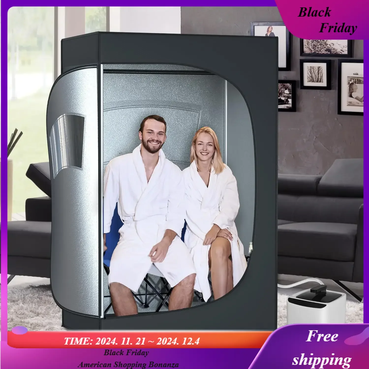 2-Person Full Body Portable Steam for Home, 1 or 2 Person Foldable Sauna, 600D Canvas, Indoor Sauna Tent for Relaxation