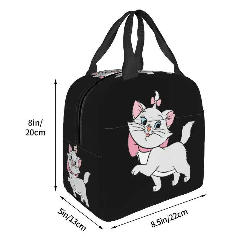 Custom Cartoon Marie Insulated Lunch Bag Cute Cat Kitten Waterproof Cooler Thermal Lunch Box Women Kids Food Container Tote Bags