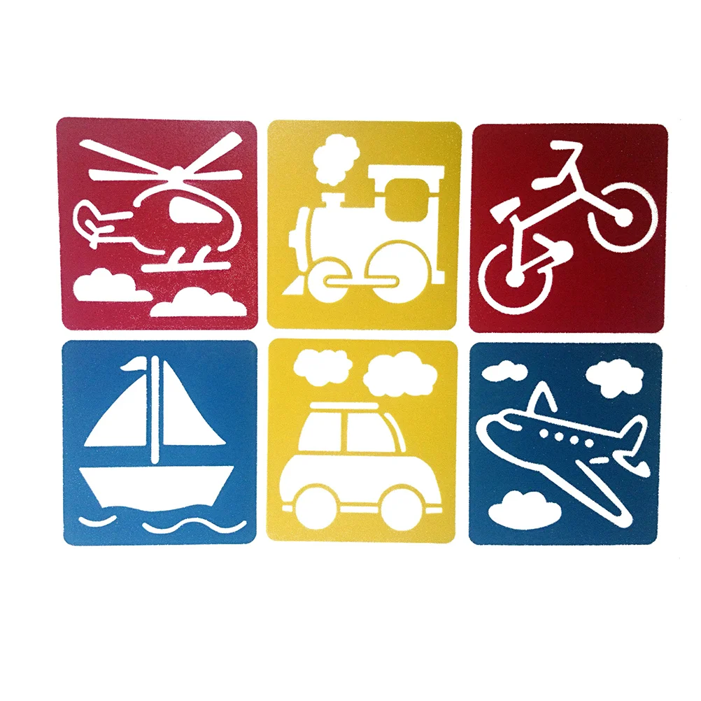 6Pcs Plastic Drawing Painting Stencil Templates for Kids Crafts Washable Template for School Projects (Random Patterns)