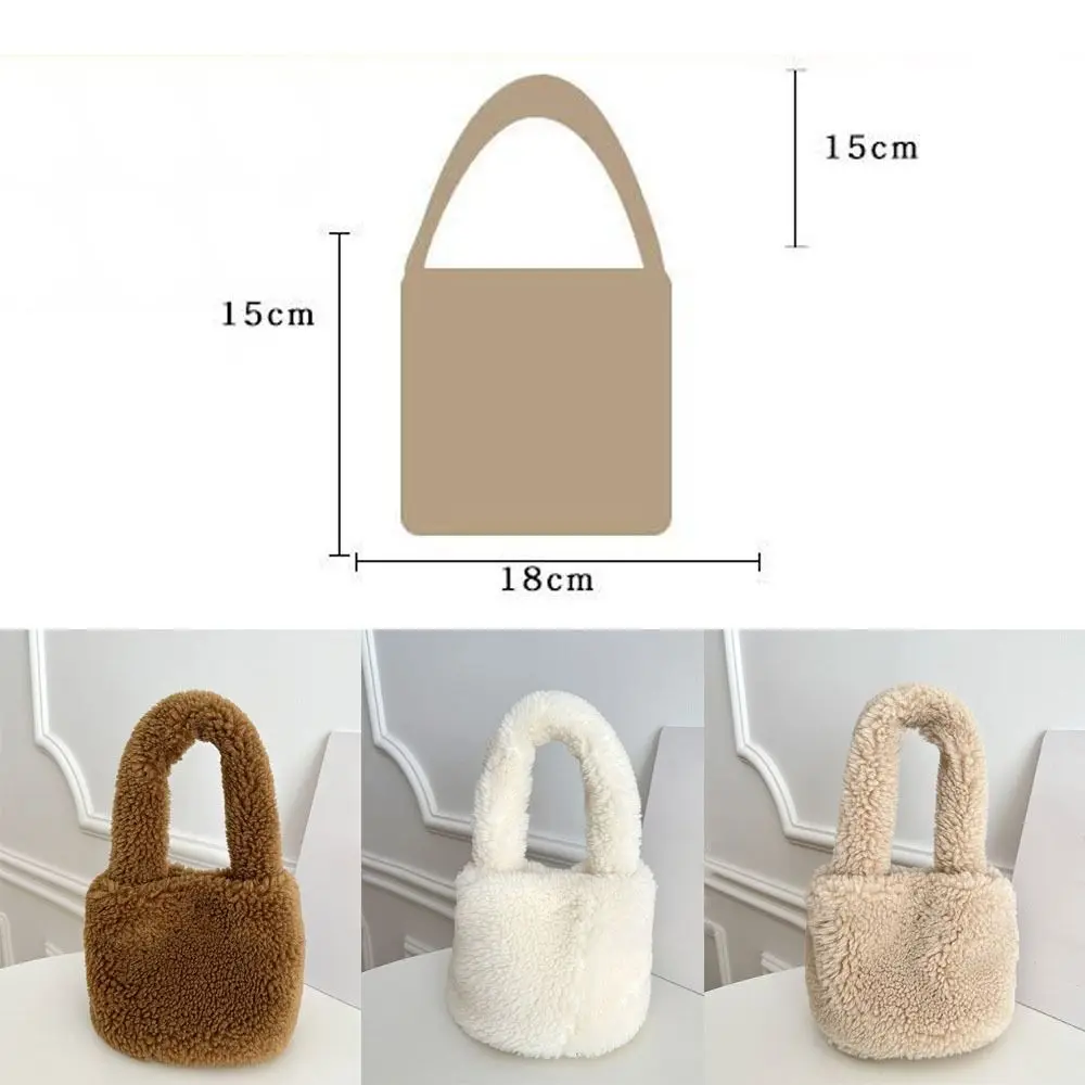 韓国風ふわふわ女性用ハンドバッグ、無地ソフトラムトートバッグ、ハンドル付きリストバッグ、デイリーバッグ