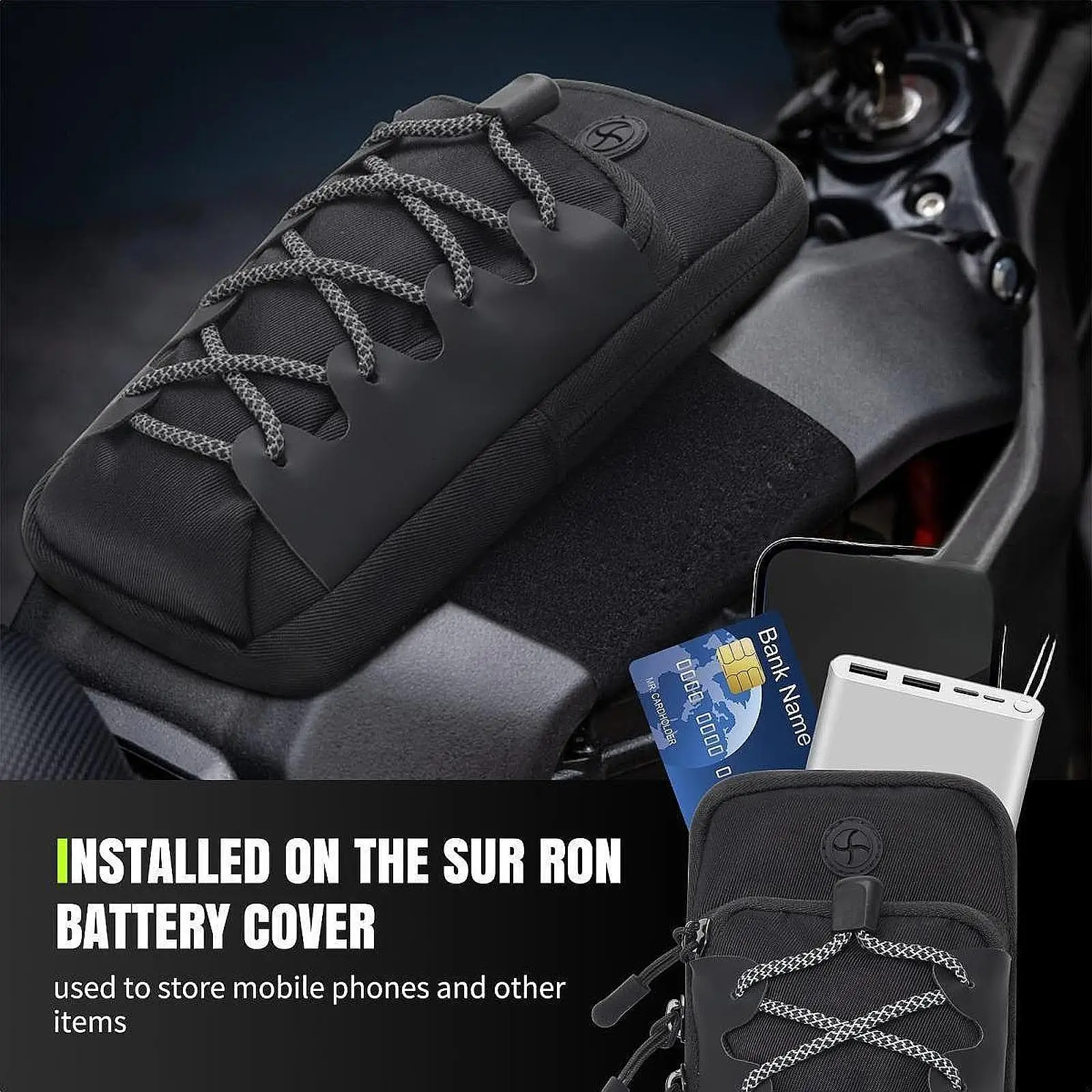 Battery Cover Bag Reflective Case Replace Part Versatile Nylon High Performance Sturdy Black Arm Strap Bags Battery Frame Bag