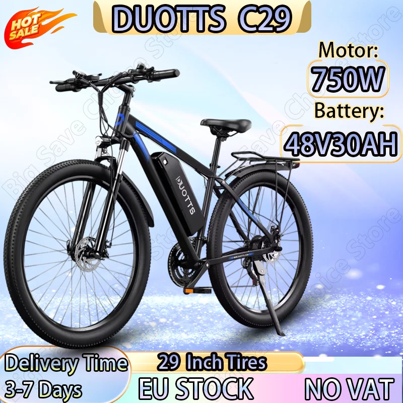 DUOTTS C29 vélo électrique 750W moteur puissant 48V30AH batterie au Lithium amovible vélo électrique 29 pouces pneu équitation de montagne e-bike