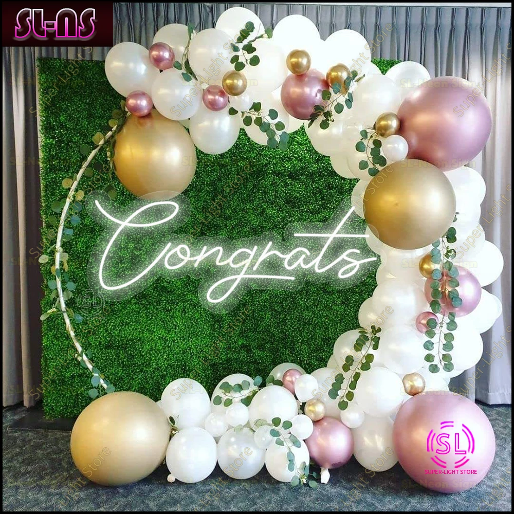 LED Light Signs Wall Decor Neon Congrats Sign for Congratulations Graduation Ceremony Birthday Party Wedding Celebration Banquet