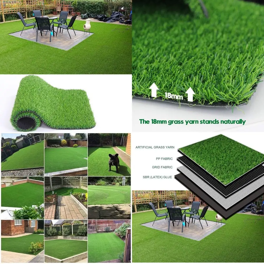 

Искусственная трава 0,7 дюйма для использования внутри и снаружи помещений, безопасная для домашних животных, с дренажными отверстиями