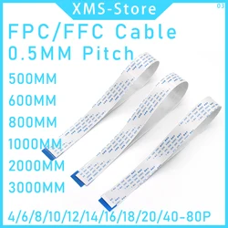 2PCS FPC FFC Cable 4/6/8/10/12/14/16/18/20/30/40P Pitch Ribbon Flexible Flat 0.5MM 1.0MM 500MM/600MM/800MM/1000MM/2000MM/3000MM