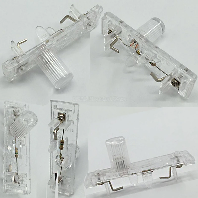 10Pcs DIN Rail Type 35MM Fuse Holder 10A 6x30mm Glass Fuse Box Cover Base Single Guide With Indicator Light 220V 24V