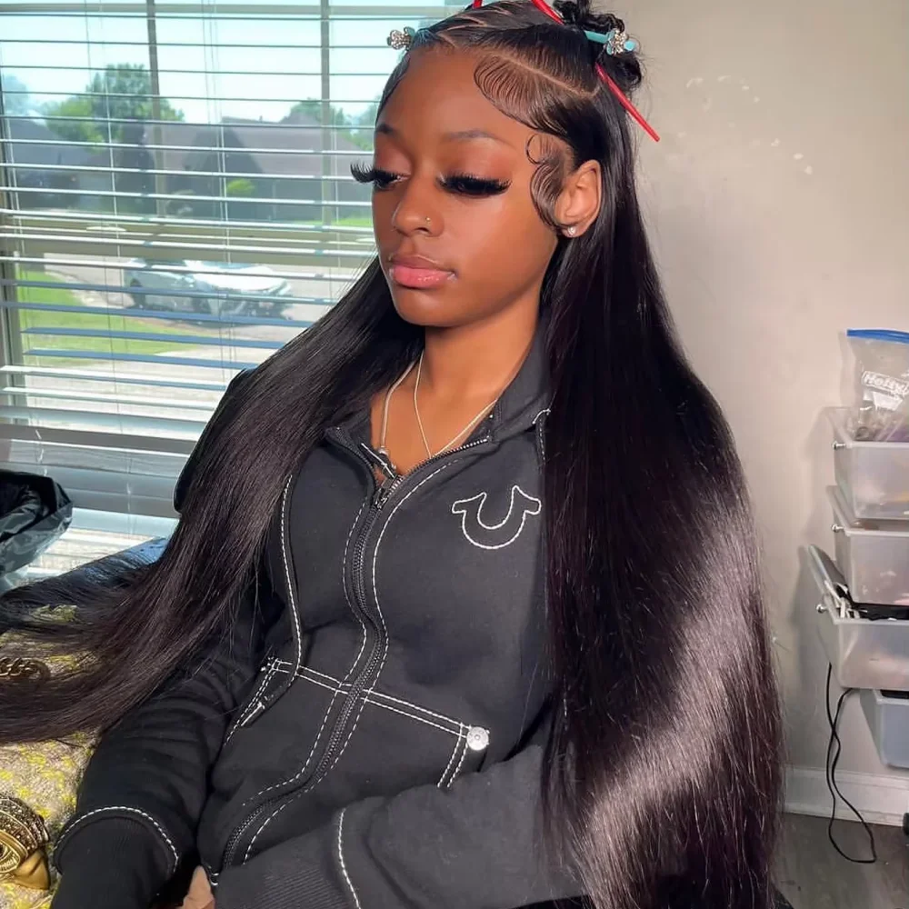 Trendy Natural Black Straight Transparent 13x4 13x6 HD Lace Frontal Wig Plucked Hair Silky Smooth For Daily Casual Stylish Looks