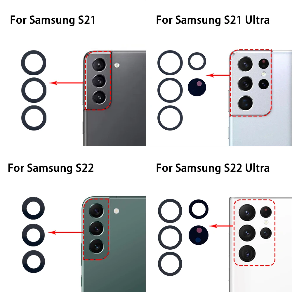 삼성 S23 S22 S20 플러스 울트라 카메라 교체용 후면 카메라 유리 렌즈, 접착제 스티커 수리 도구, 2 개