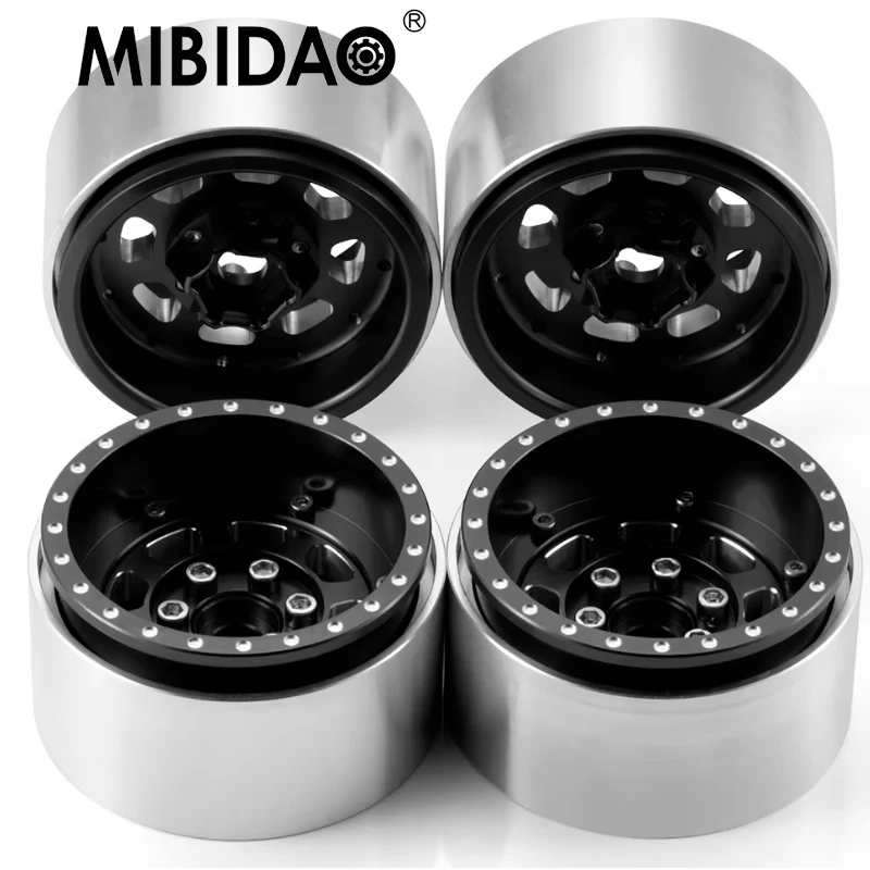 

MIBIDAO 4PCS 1.9" Wheel tires Rubber Tyre Beadlock Wheel Rim Tire for 1/10 RC Crawler Axial SCX10 Tamiya D90
