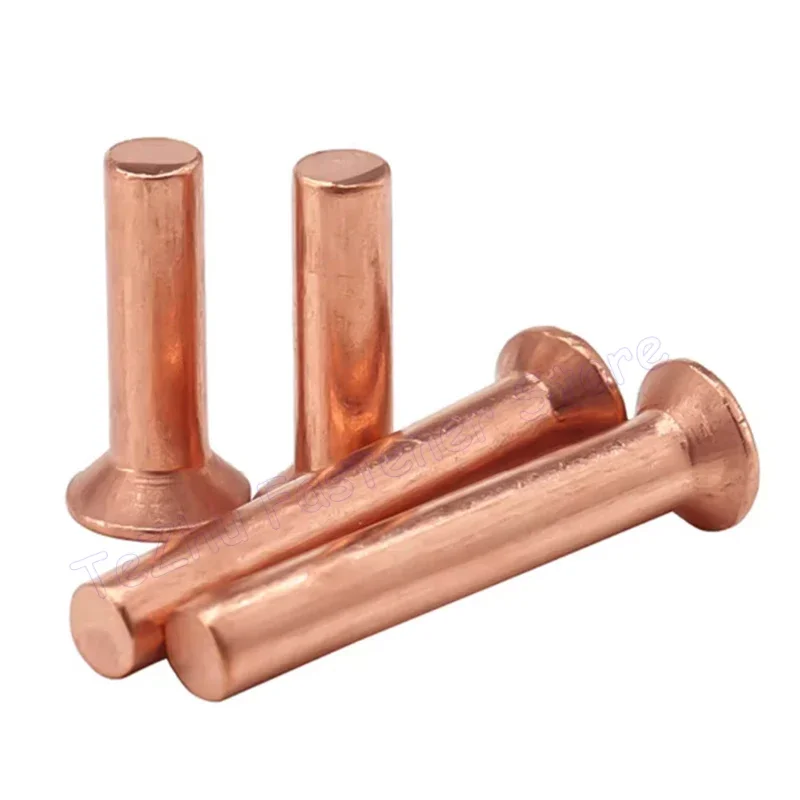 M2 M2.5 M3 M4 M5 M6 M8 Purple Copper Countersunk Rivet Solid Flat Cone Head Rivets Knock Nail Length 3-50mm