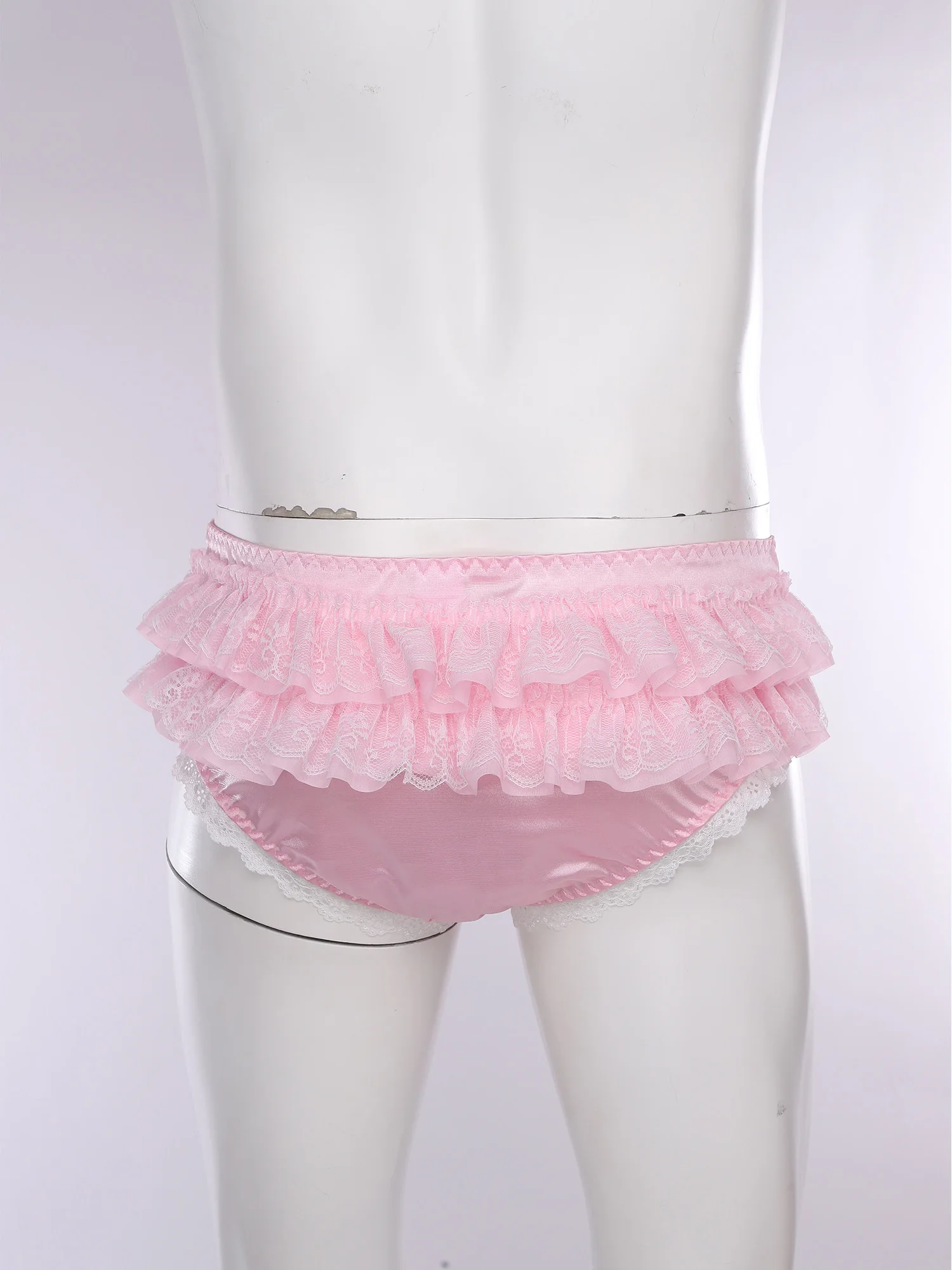 Men's Ruffled Lace Trim Cutout Crotch/Normal Crotch Panties