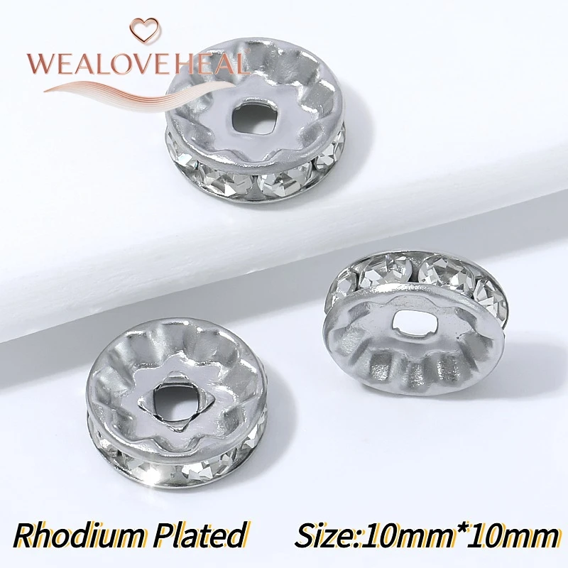 20 Stück 18K vergoldete Messing-Strass-Abstandshalterperlen, 6/8/10MM quadratische, runde, gehämmerte Trennperlen, DIY-Perlenherstellungszubehör – Detail 28