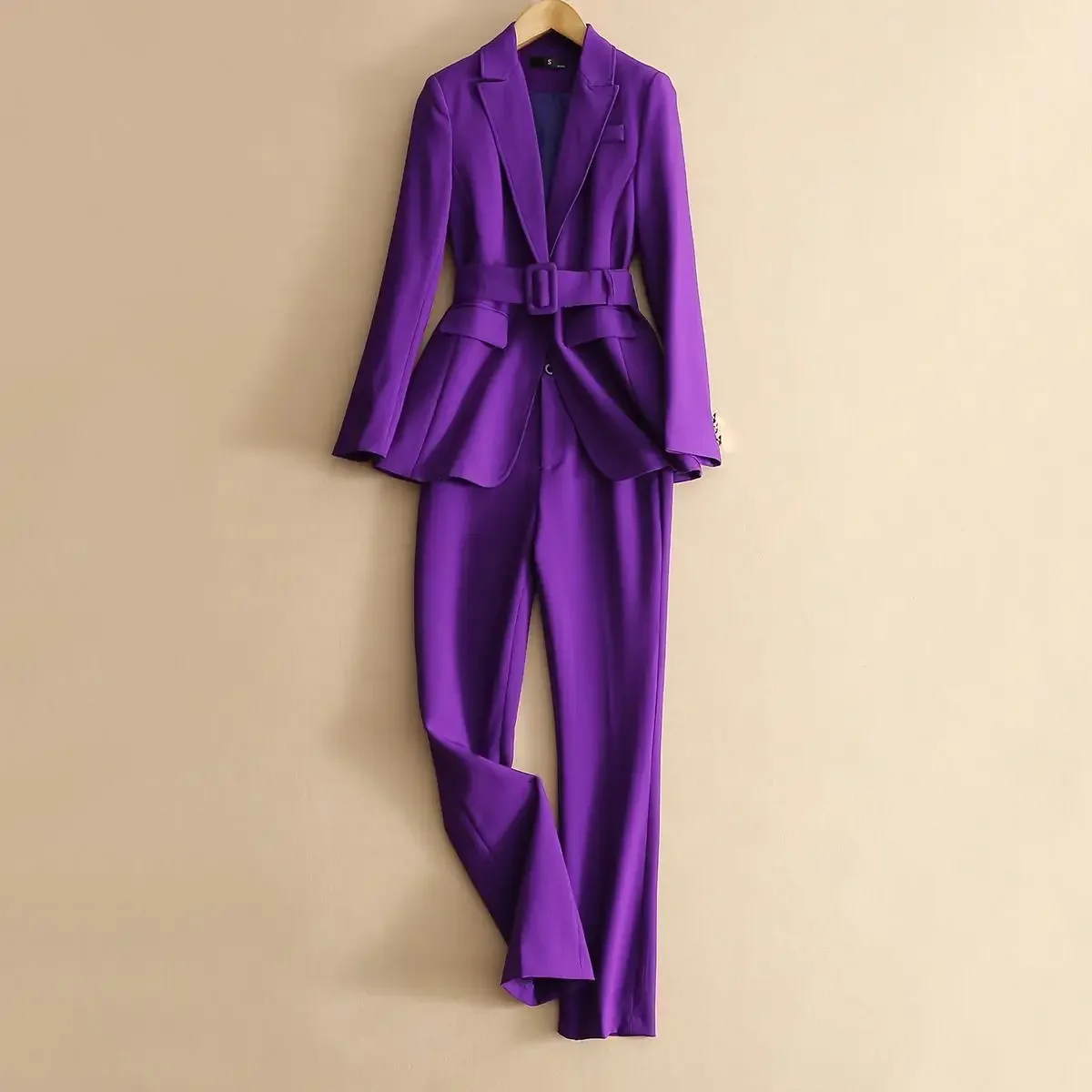 2024 Autumn Women\'s Purple Simple Blazer Work Office Ladies Suit Blazer Coat Fashionable Professional Suit Two-piece Suit