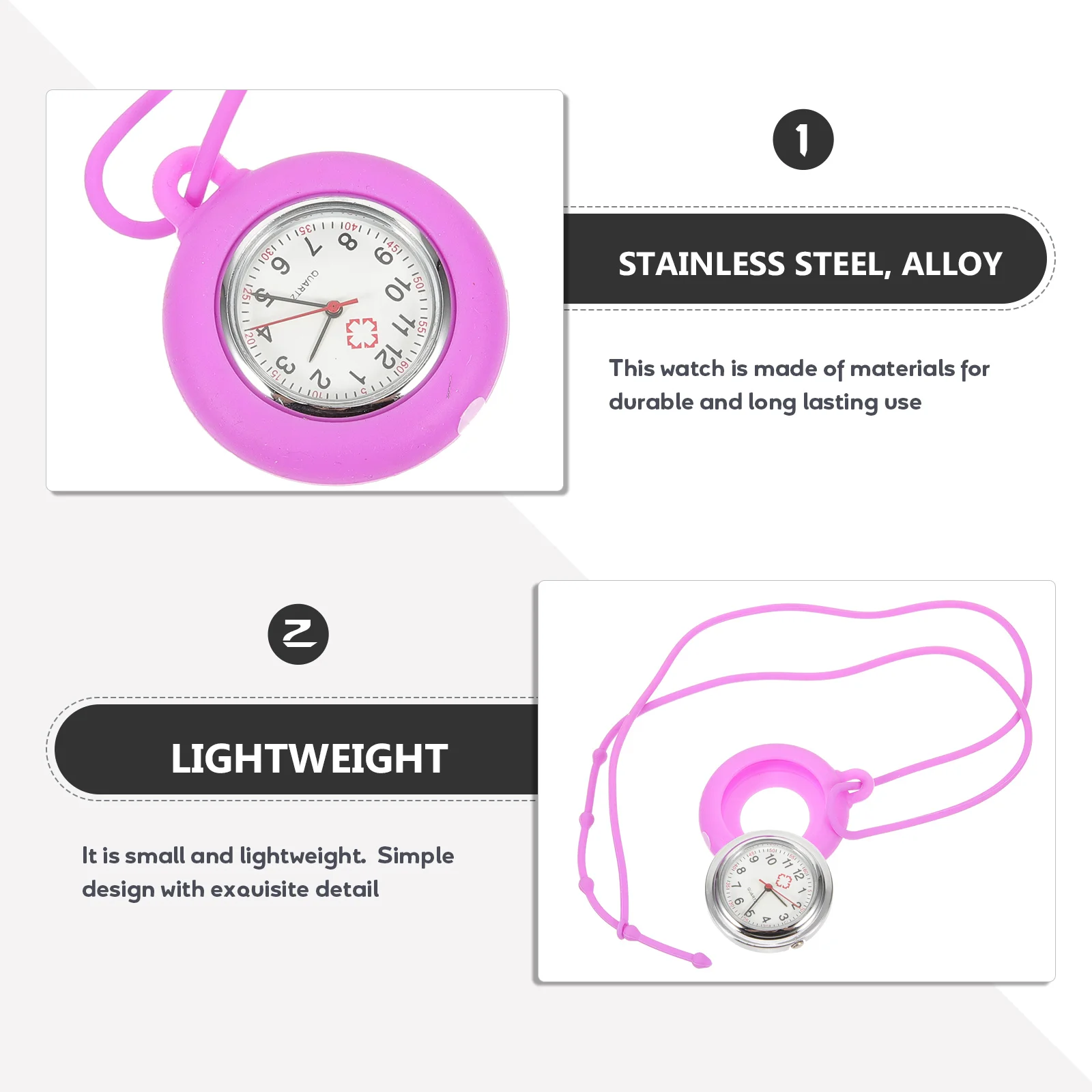 

1pc Silicone Nurse Watch Portable Medical Pocket Hanging Watch For Doctor Gift Purple Durable Simple Design Clothing Decoration