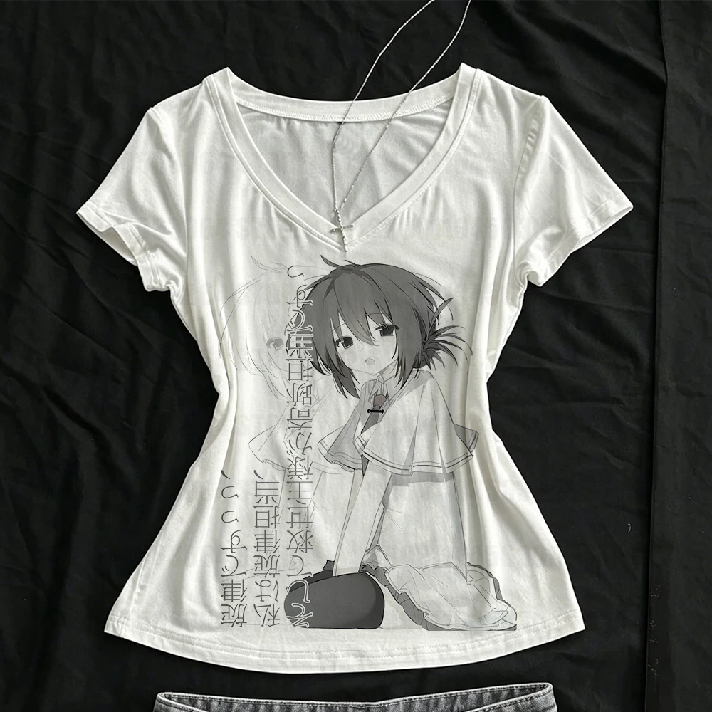 Summer Grunge Clothing - Gotycki retro top z nadrukiem dziewczyny,