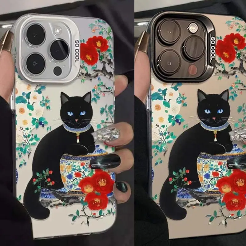 Per Funda iphone 17 Pro Max Custodia Cute Cat Fundas 16 15 14 13 12 11 Pro 16Pro 14Pro Max iphone17 Custodie per telefoni Apple Cover 14Promax