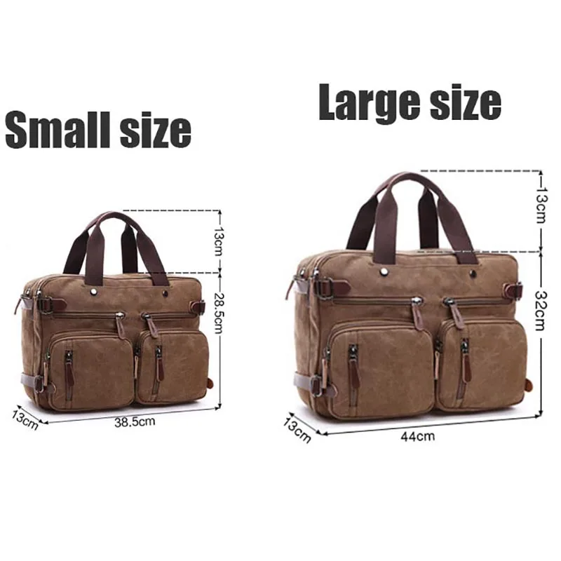 Backpack Two Sizes Canvas Bag Men Business Briefcase Hand-held Handbag Large Capacity Computer Storage Bag Shoulder Bag