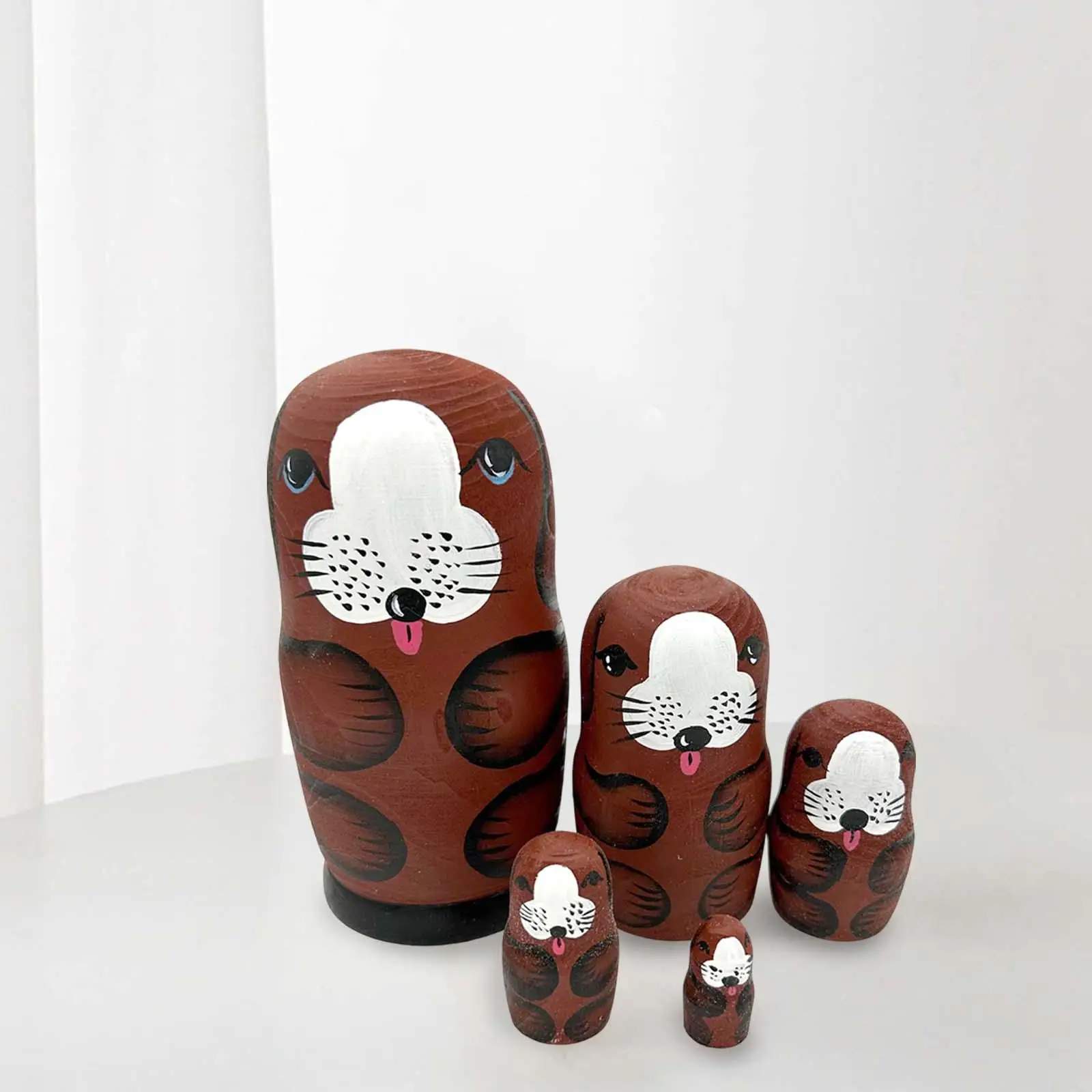 

5Pcs Russian Nesting Doll Matryoshka Crafts Animals Pattern Kids Toy for home