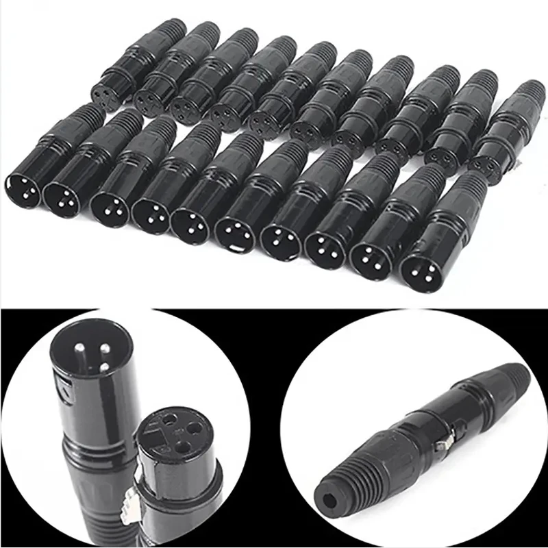 10Set XLR 3PIN female and male plug dmx512 signal cable plug dj dmx512 light console light dj party bar club stage light show