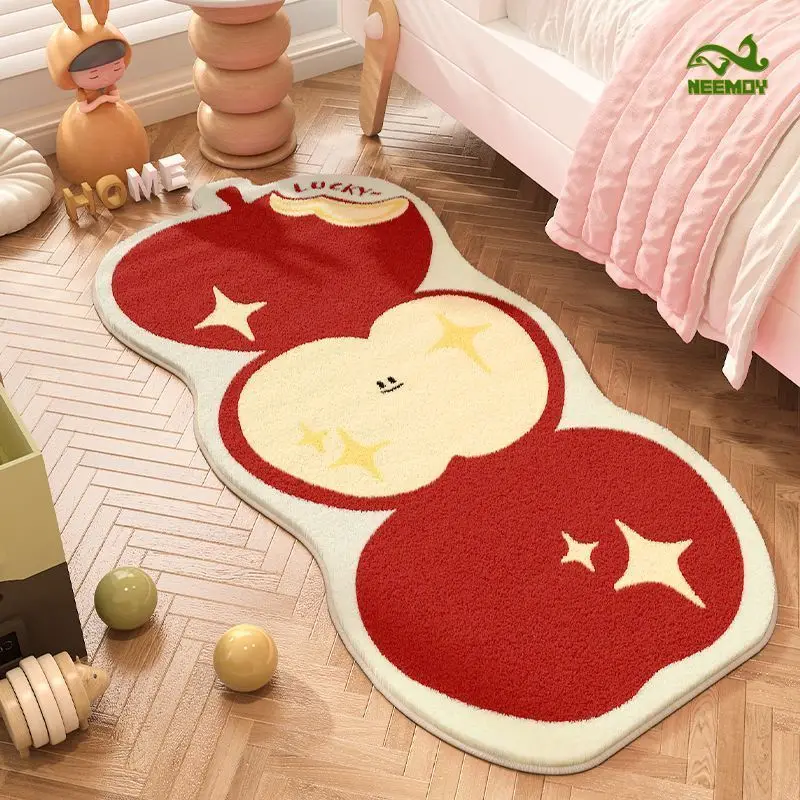Cartoon Creative Little Apple Bedroom Bedside Blanket Long Strip Floor Mat Dressing Room Comfortable Imitation Cashmere Carpet