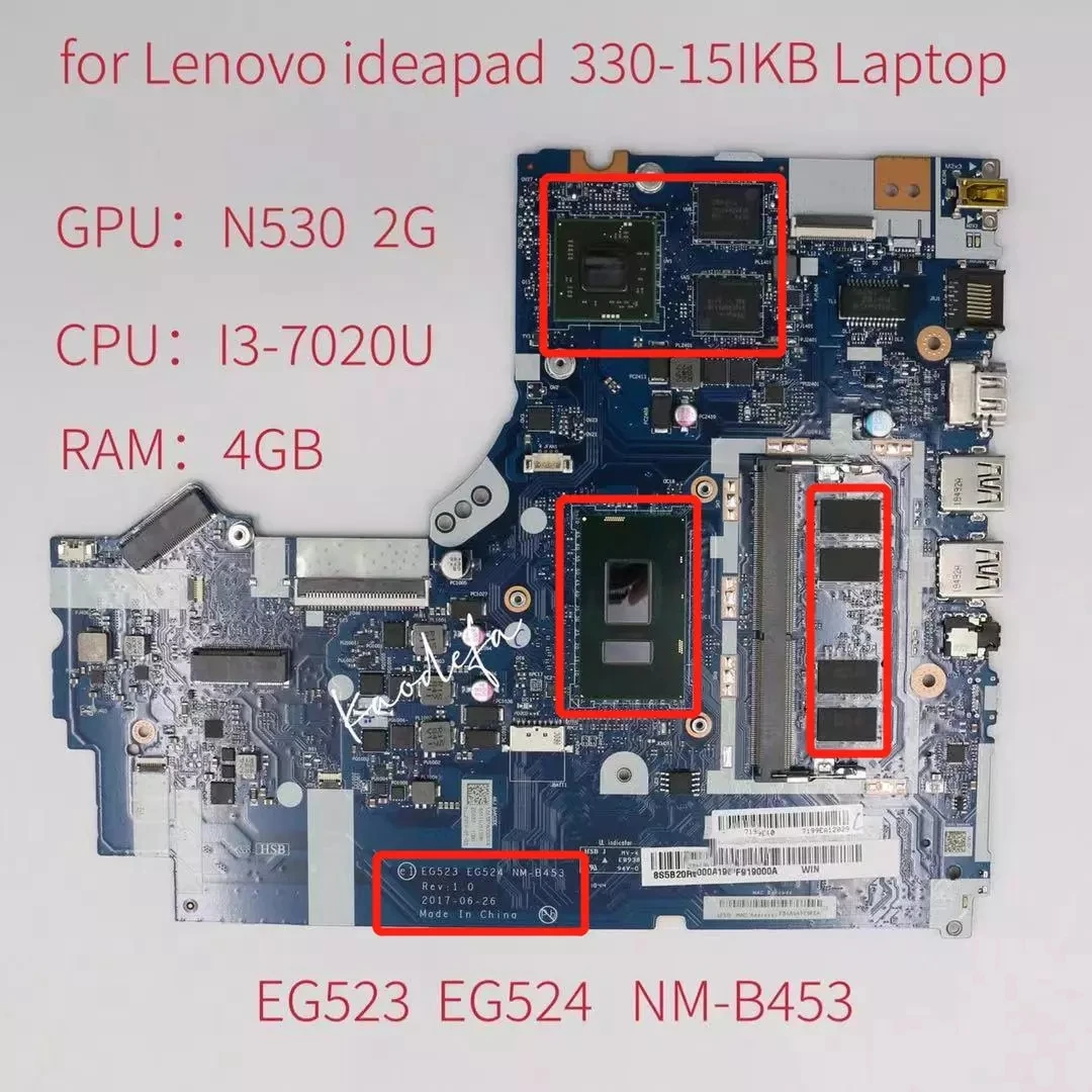 

NM-B453 Para Lenovo Ideapad 330-15IKB 330-17IKB Laptop Motherboard CPU:I3-7020U GPU:N530 2G RAM:4G FRU: 5B20R19865 5B20R19905