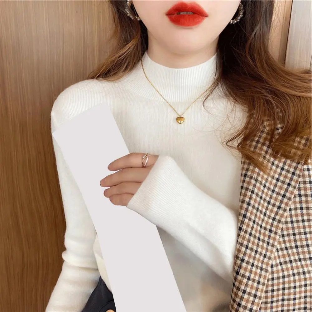 

Bottoming Sweater Stretchy Bottoming Sweater Stylish Women's Half High Collar Knitwear Autumn Winter Soft Knitting Tops Spring