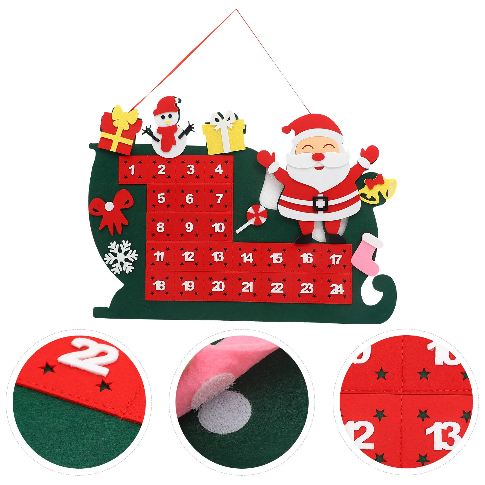 

3D Sleigh Christmas Felt Advent Calendar Xmas Hanging Wall Calendar DIY Door Decoration Holiday Countdown Christmas Door Decor