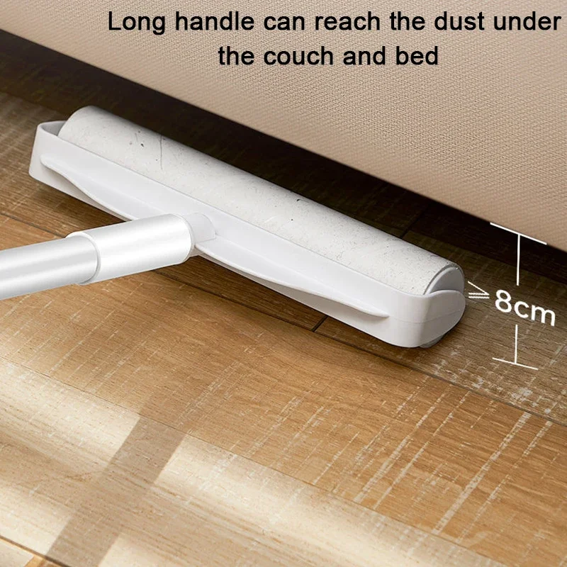 Long Handle Retractable Pet Hair Remover Tearable Lint Roller Brush for Clothes Bed Sofa Household Cleaning