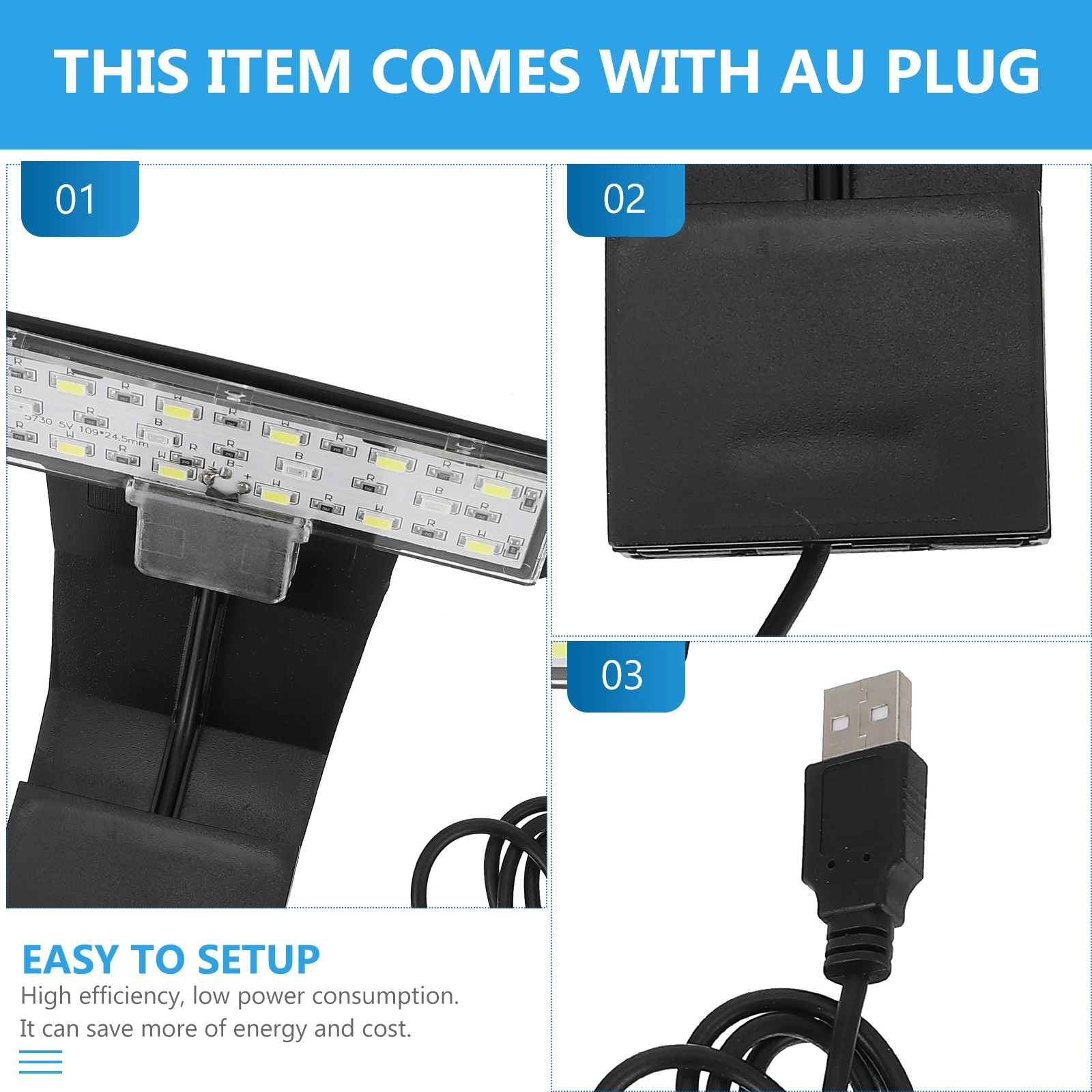 

LED Aquarium Lamp Fish Tank Clip Light USB Rechargeable Waterproof Aquarium Clip-on Plant Grow Light for Fish Tank Lighting