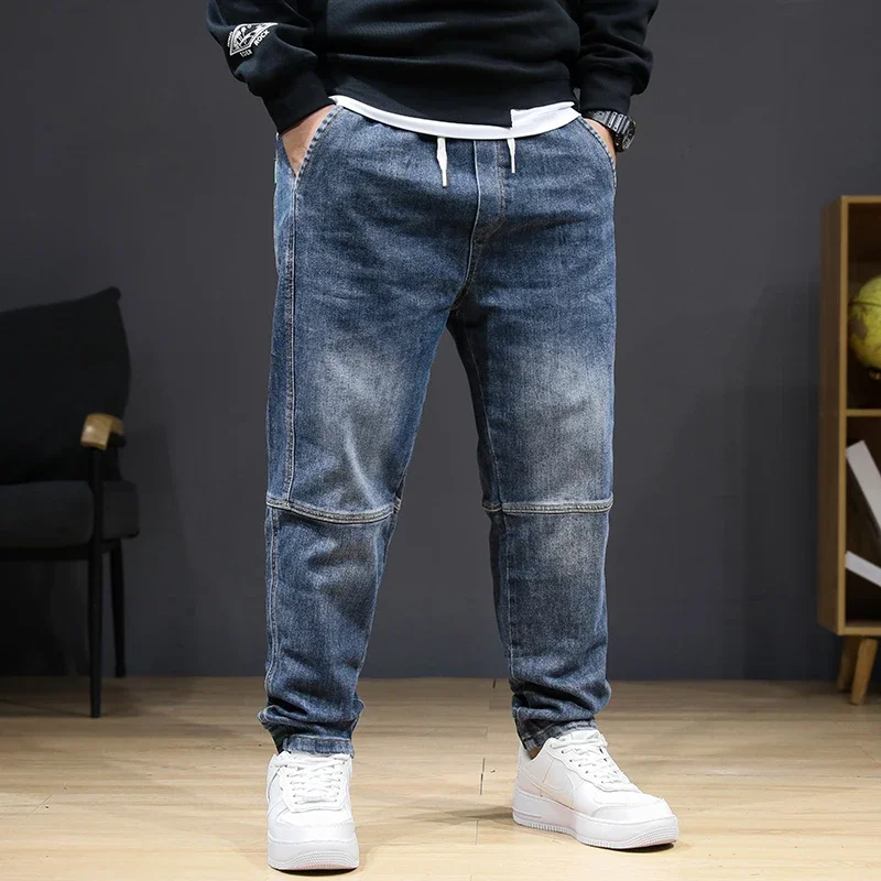 Jogger Jeans Men Denim Pants Plus Size 8XL Fashion Casual Elastic Waist Denim Pants Male Solid Color Trousers