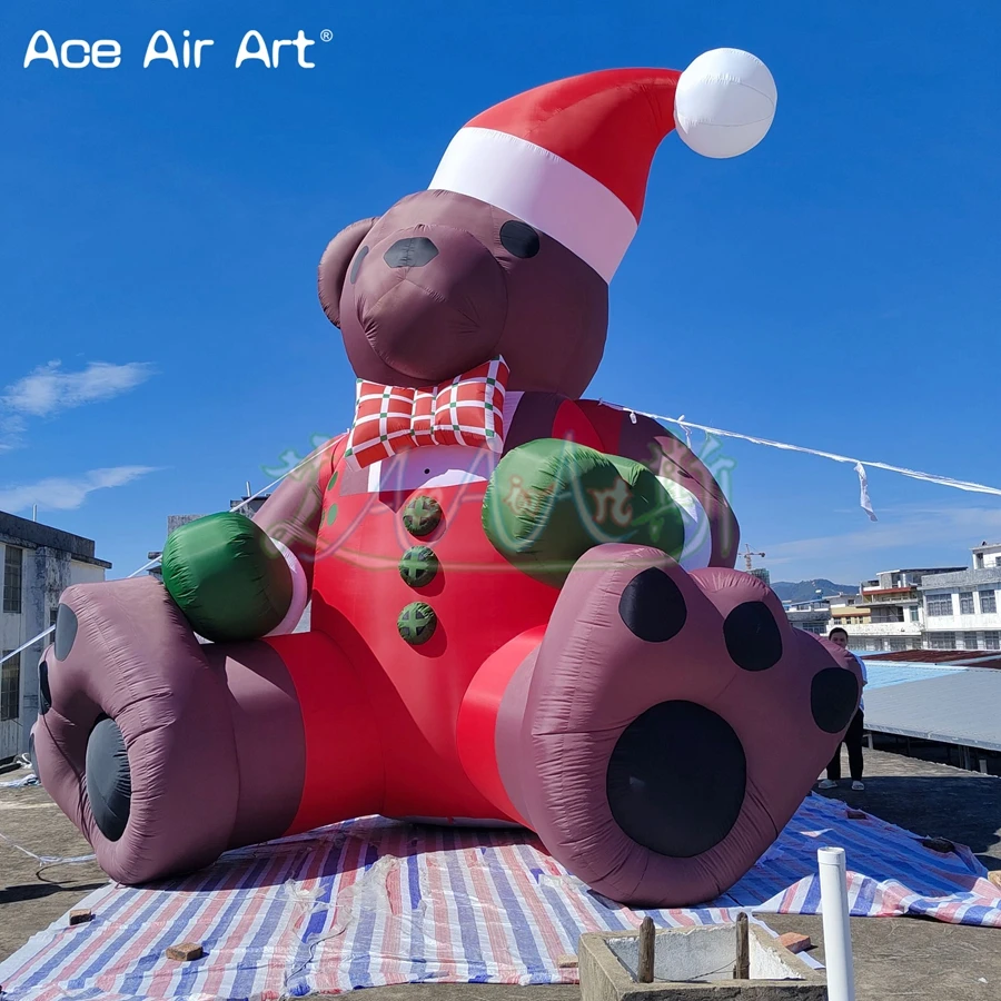 

6mH Giant Holiday Inflatable Bear Inflatable Cartoon Mascot Animal For Christmas Decoration Advertising Event