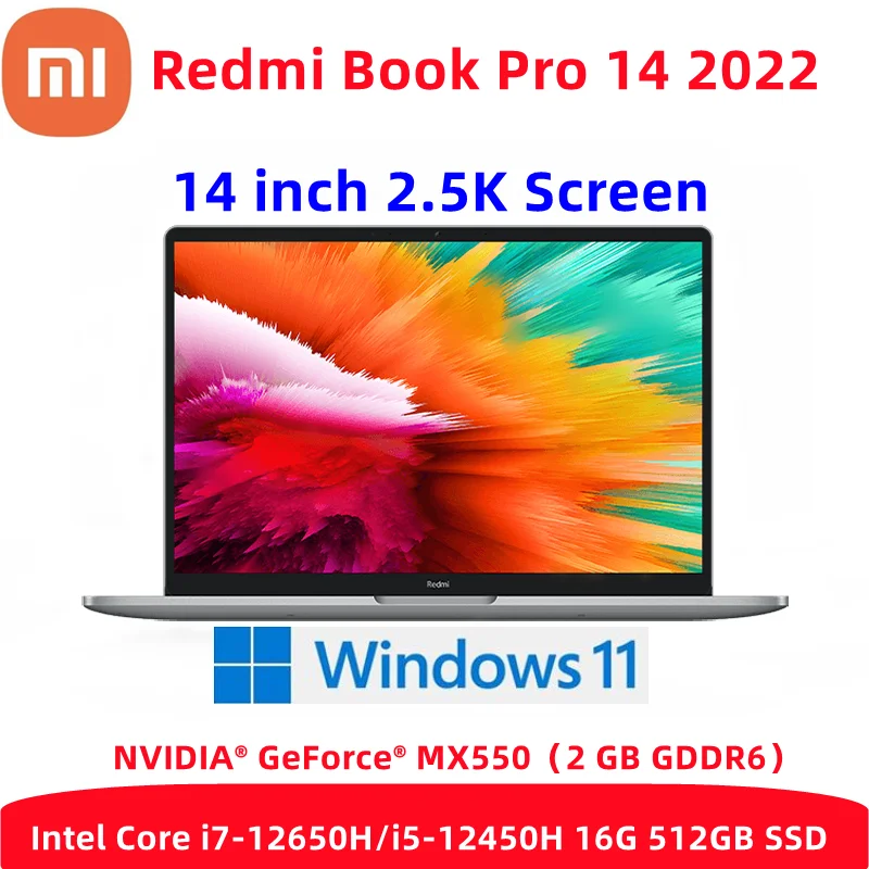 Xiaomi RedmiBook Pro 14 Laptop 2022 nowy i5-12450H Intel/i7-12650H MX550 16GB RAM 512GB SSD 14.0 "komputer Windows 11 PC Notebook