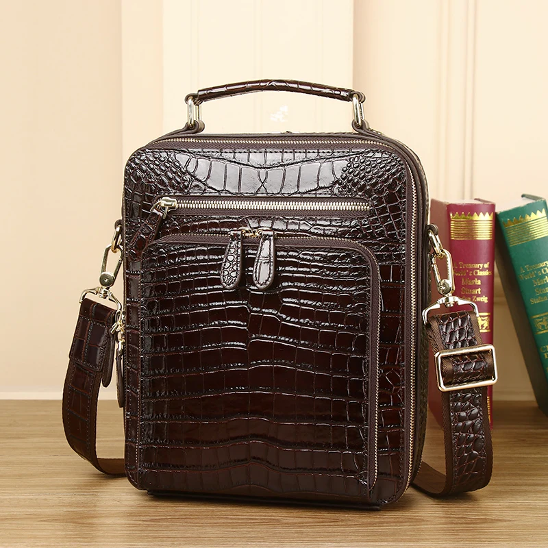 New Crocodile belly handbag large capacity men\'s business bag business briefcase fashion shoulder bag messenger bag