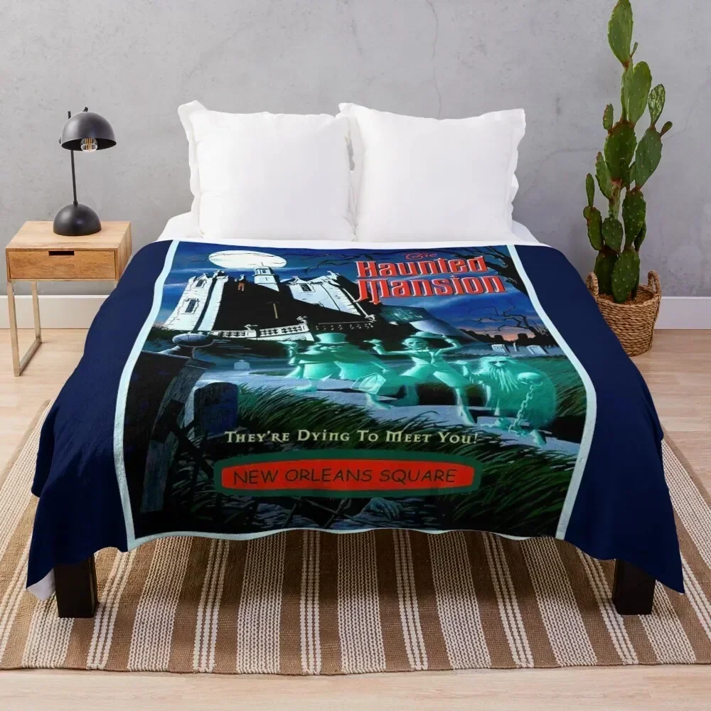 

HAUNTED MANSION : Vintage Ghosts Advertising Print Throw Blanket heavy to sleep Plaid Soft Big Thins Blankets