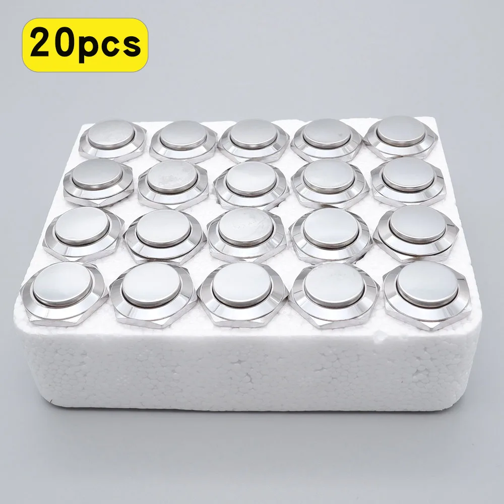 20pcs 16/19/22mm Momentary Reset Metalen Drukknop Waterdichte Schakelaar Schroef Terminal Deurbel PC schakelaar Platte Hoge hoofd 1NO