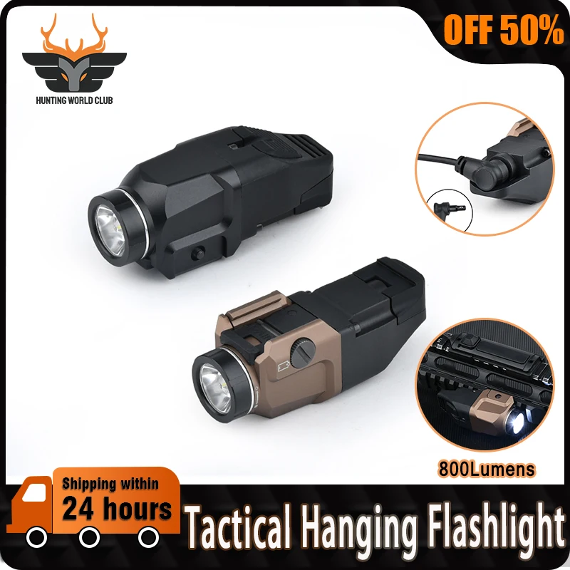 

WADSN Tactical Metal Flashlight Hight Power 800lumens White Strobe Light Dual Function Pressure Switch Hunting Weapon Scout Lamp