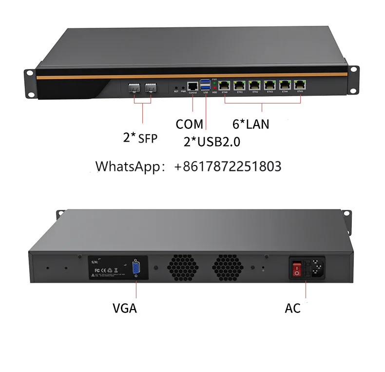 

LGA 1700 Support 12/13th I3/i5/i7 H610 Chipset 6LAN 2USB3.0 1*M.2NVME 4*SATA Firewall Computer for VPN