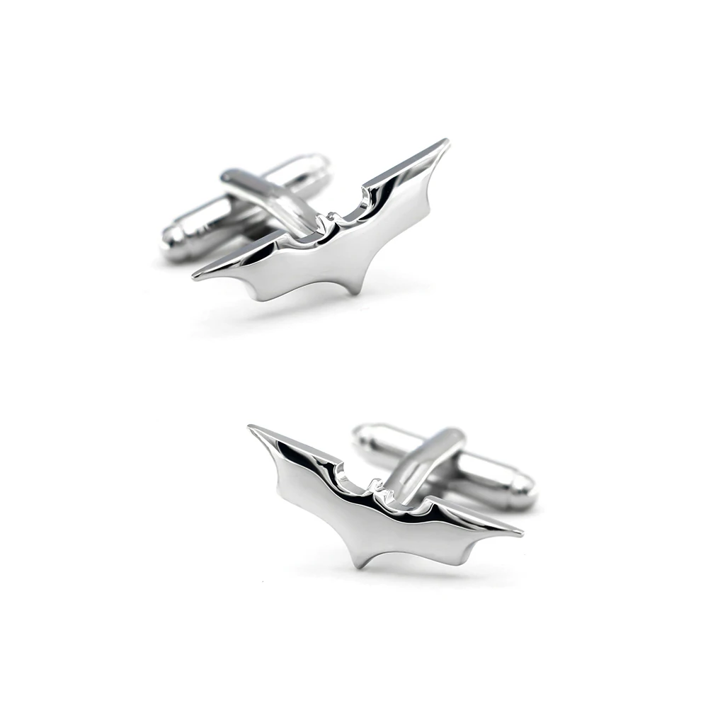 Men's Bat Cuff Links Novelty Superheroes Design Silver Color Quality Copper Cufflinks Wholesale & Retail