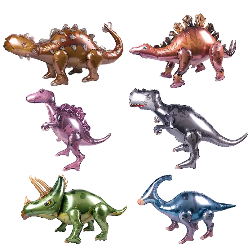 1pcs 4D Walking Green Dinosaur Foil Balloons Jungle Animal Boys Birthday Party Decor Baby Shower Kids Toys Air Globos Supplies