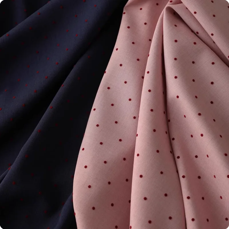 

2.5mm polka dot flocked fabric for suit jacket, skirt, pants, children's clothing, diy hair band fabric, drape polyester fabric