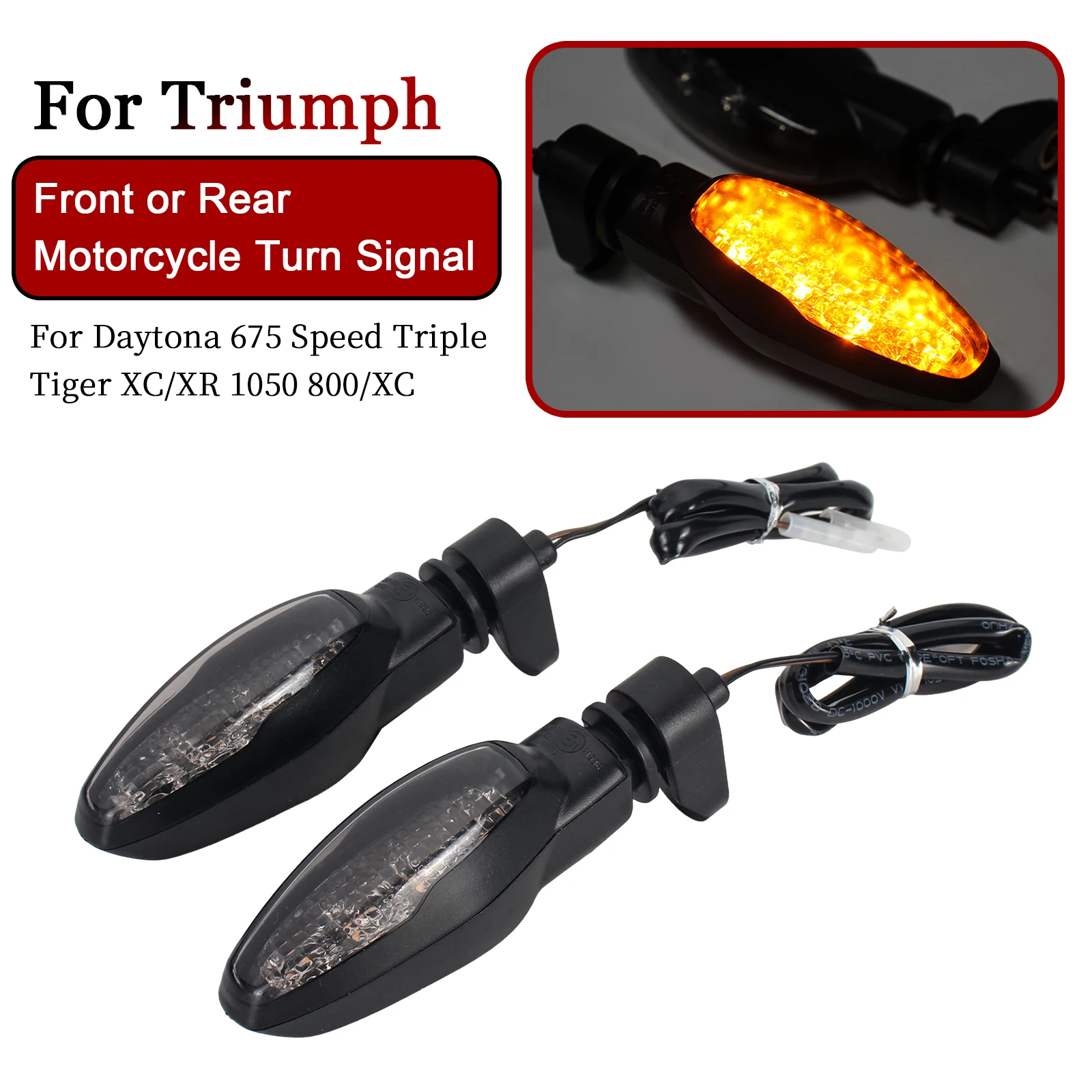 

1/2 Pcs Smoke LED Turn Signal Light For Triumph Daytona 675 675R Tiger 800 800XC 1050 Motocycle Front Rear Lamp Indicator
