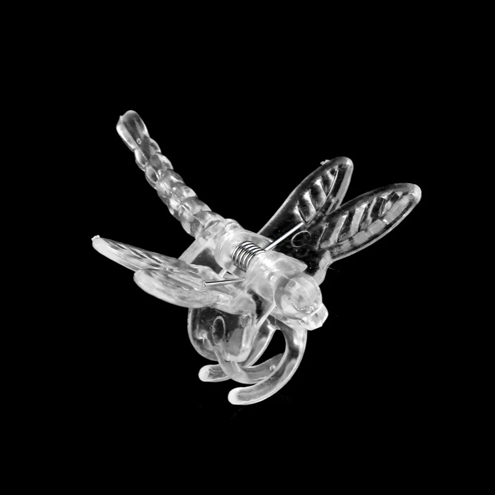 100Pcs Plastic Plant Orchid Clips Mini Size Lightweight Design Dragonfly Plant Clips Transparent, Rose Red Reusable