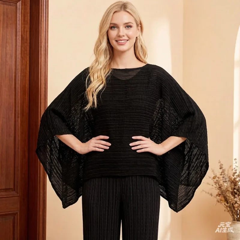 

Плиссированная накидка-шаль Miyake для защиты от солнца, весна-лето 2026, новая тонкая модная повседневная накидка-пончо, плиссированная верхняя одежда для женщин