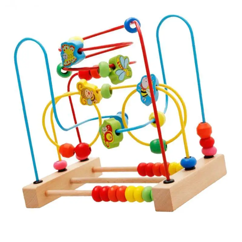 Wooden Math Toy Circles Classic Bead Maze Montessori Educational Toy for