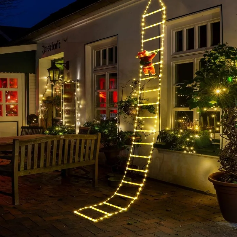 1,5/3 m Weihnachtsdekoration, LED-Weihnachtsmann, Kletterleiter, Licht, USB-Stecker, 8 Blinkmodi, geeignet für Zuhause, Weihnachtsbaum, Wand, Fenster – Detail 3