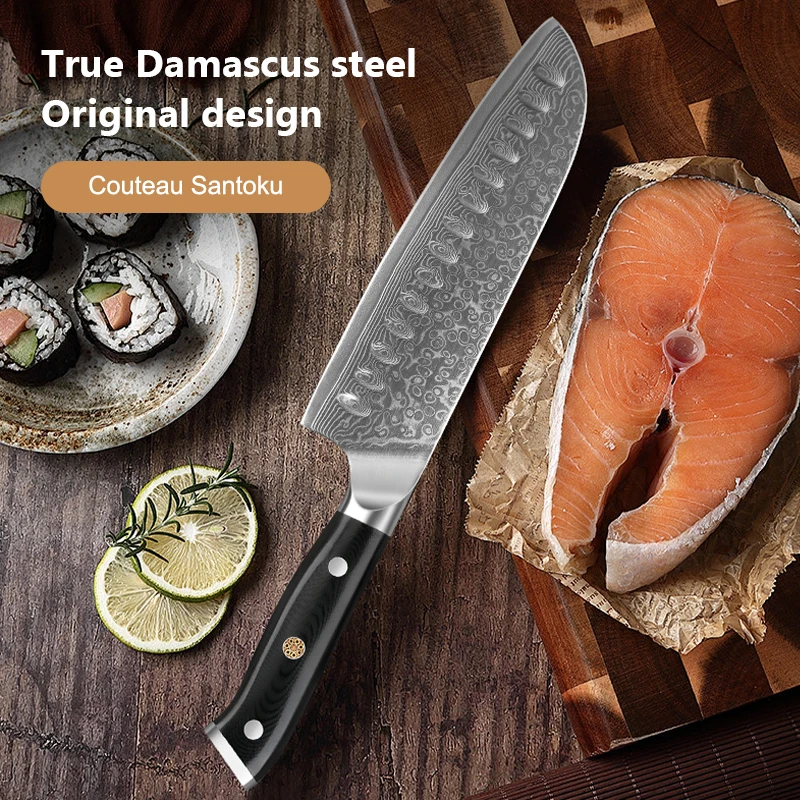Japanese Santoku Knives 67 Layers High Quality VG10 Damascus Steel Kitchen Knife Ultra Sharp Chef's Meat Cutting Knife