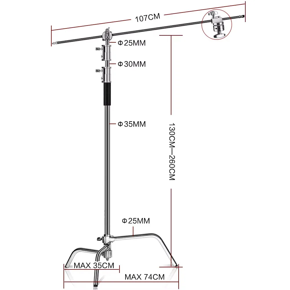 Photographic Equipment Professional Stainless Steel 2.8-3.3m Heavy Duty Light Stand Studio Softbox Heavy Duty Tripod Carrybag