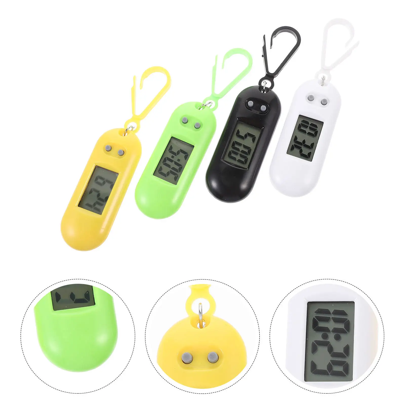 

4Pcs LED Keychain Pocket Watch Electronic Hanging Watch Premium Quality Long Term Use Clip-on Belt Backpack Gift for Family