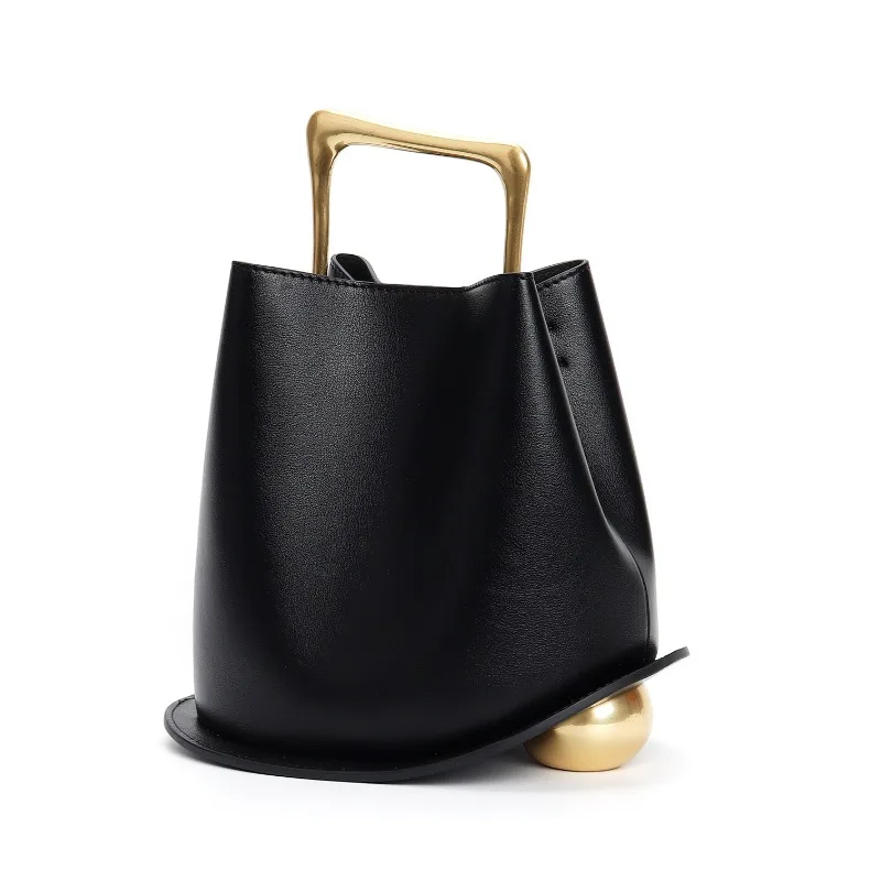 Women's Luxury Genuine Leather Handcrafted Bucket Bag Slouchy Irregular Large Capacity Convertible Daily City Resort