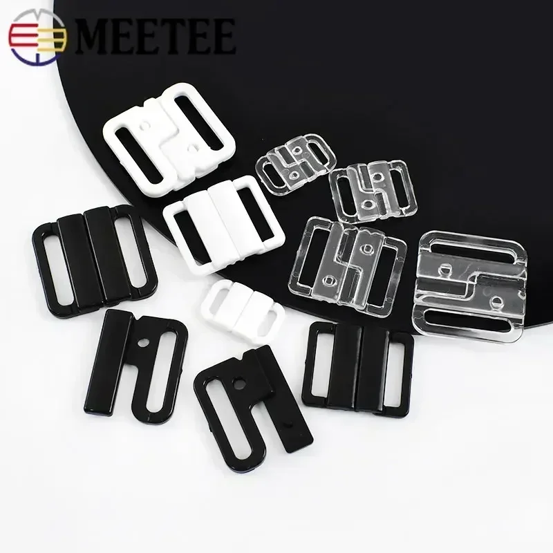 20/50/100Sets 10/15/20/25mm Plastic Bra Buckle Bikini Strap Clasp Resin Button Closure Swimwear Hook DIY Underwear Accessories